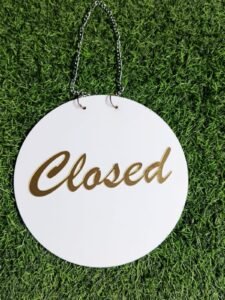 Closed Signage- Gold & White
