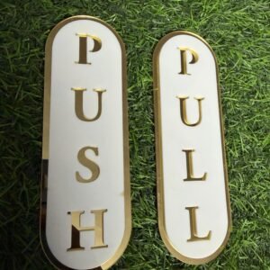 White & Gold Push or Pull Acrylic Set